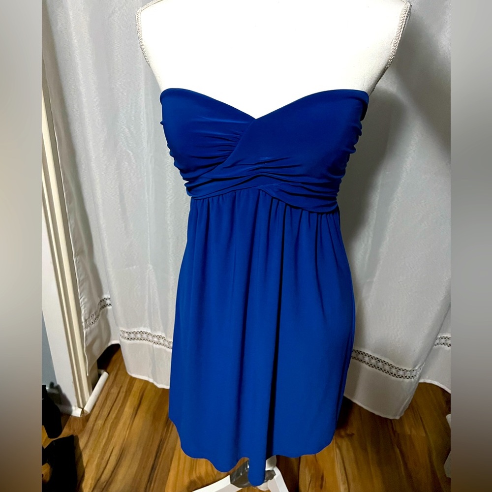 Royal blue strapless dress